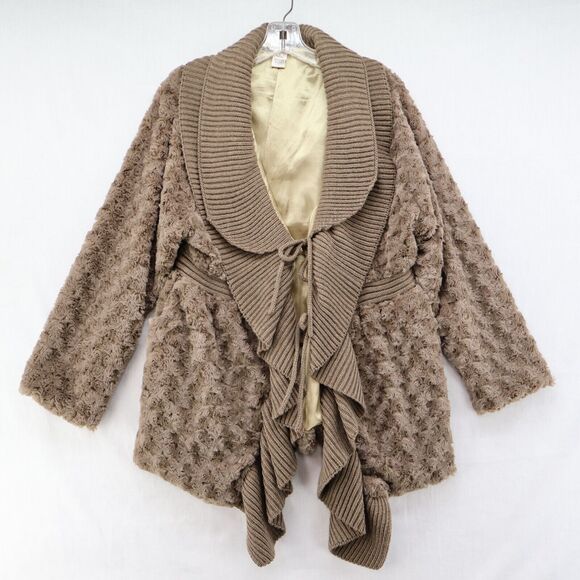 Avalin Waterfall Chunky Knit Cowl Neck Sweater Women's XL Green Gothic Gorpcore - Picture 1 of 10